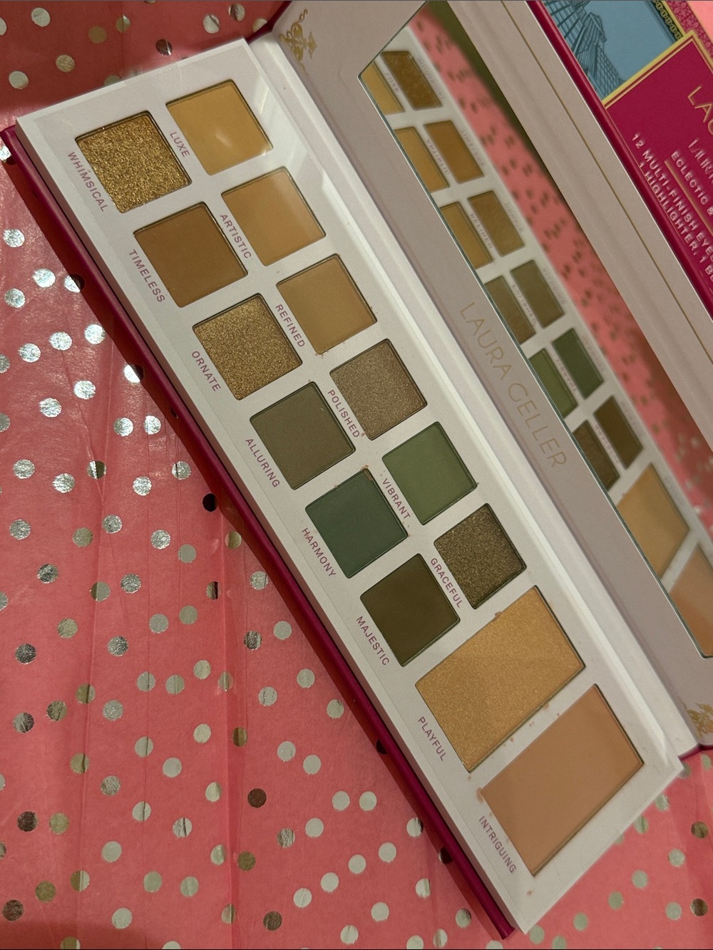 Laura Geller eyeshadows, highlighter, blush palette NEVER OPENED